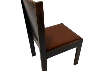 Art Deco Modernist Side Chair with Leather Seat, 1930s